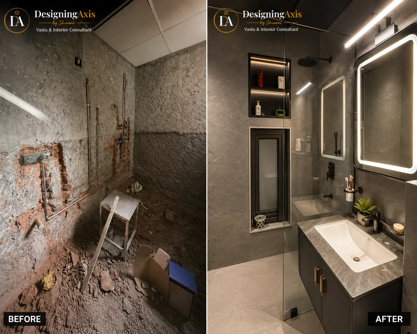 Bathroom renovation before and after