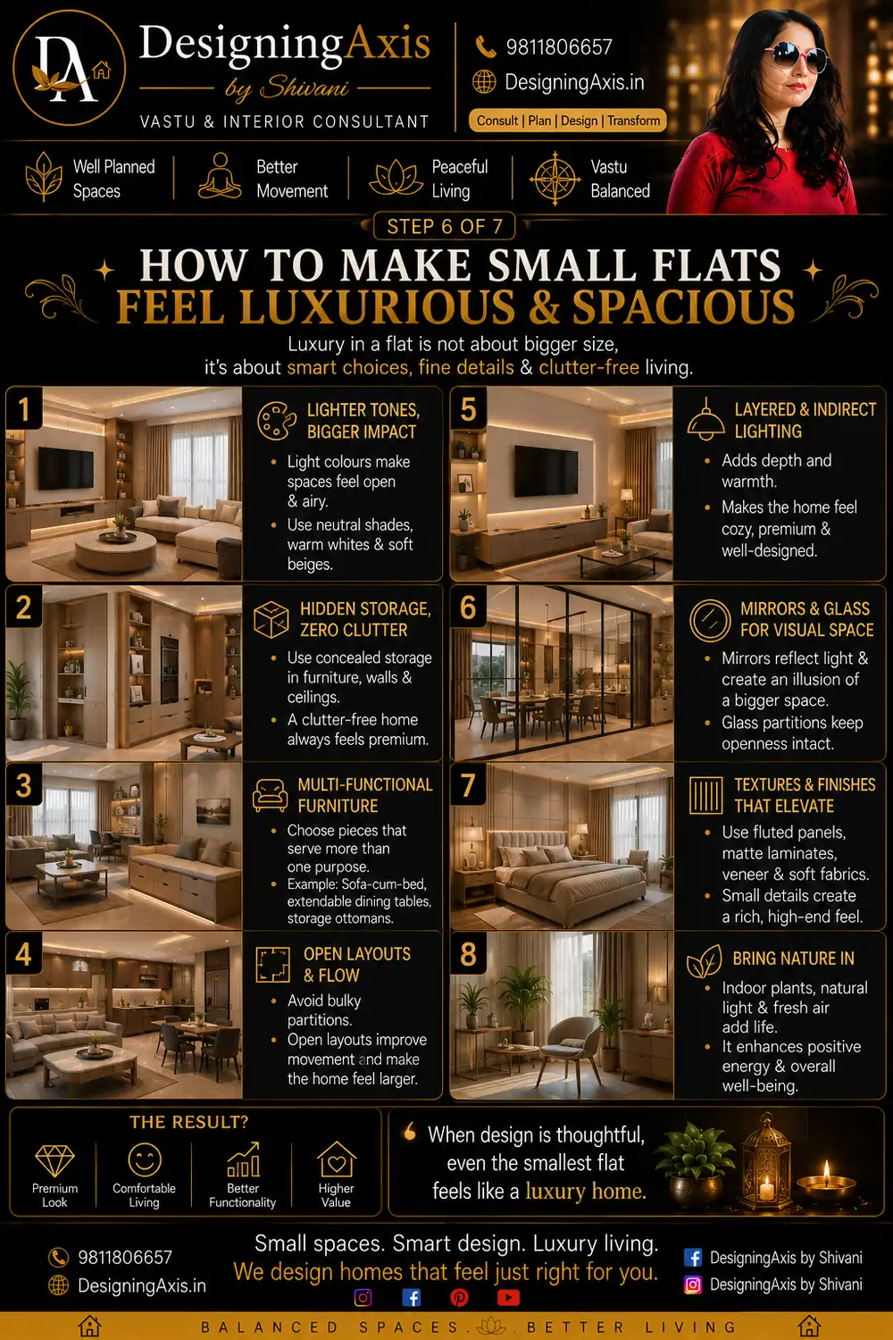 How to make a small flat feel luxurious — lighting, palette, multi-functional furniture, open layout tips