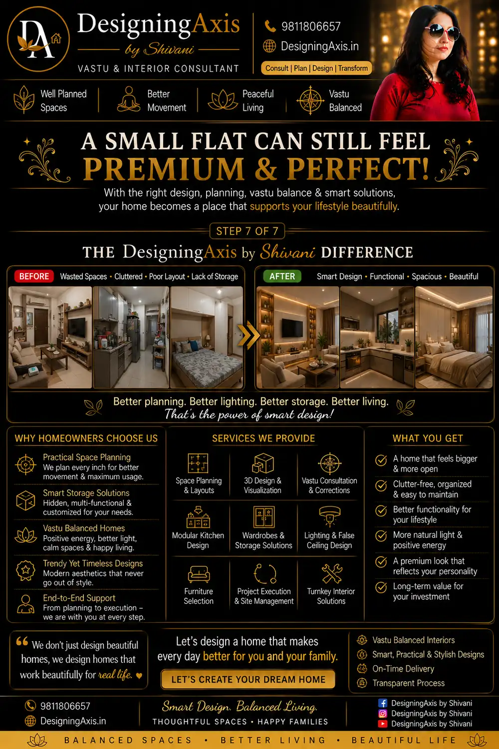 A small flat can feel premium — smart design vs big space, the DesigningAxis approach for Ghaziabad flats