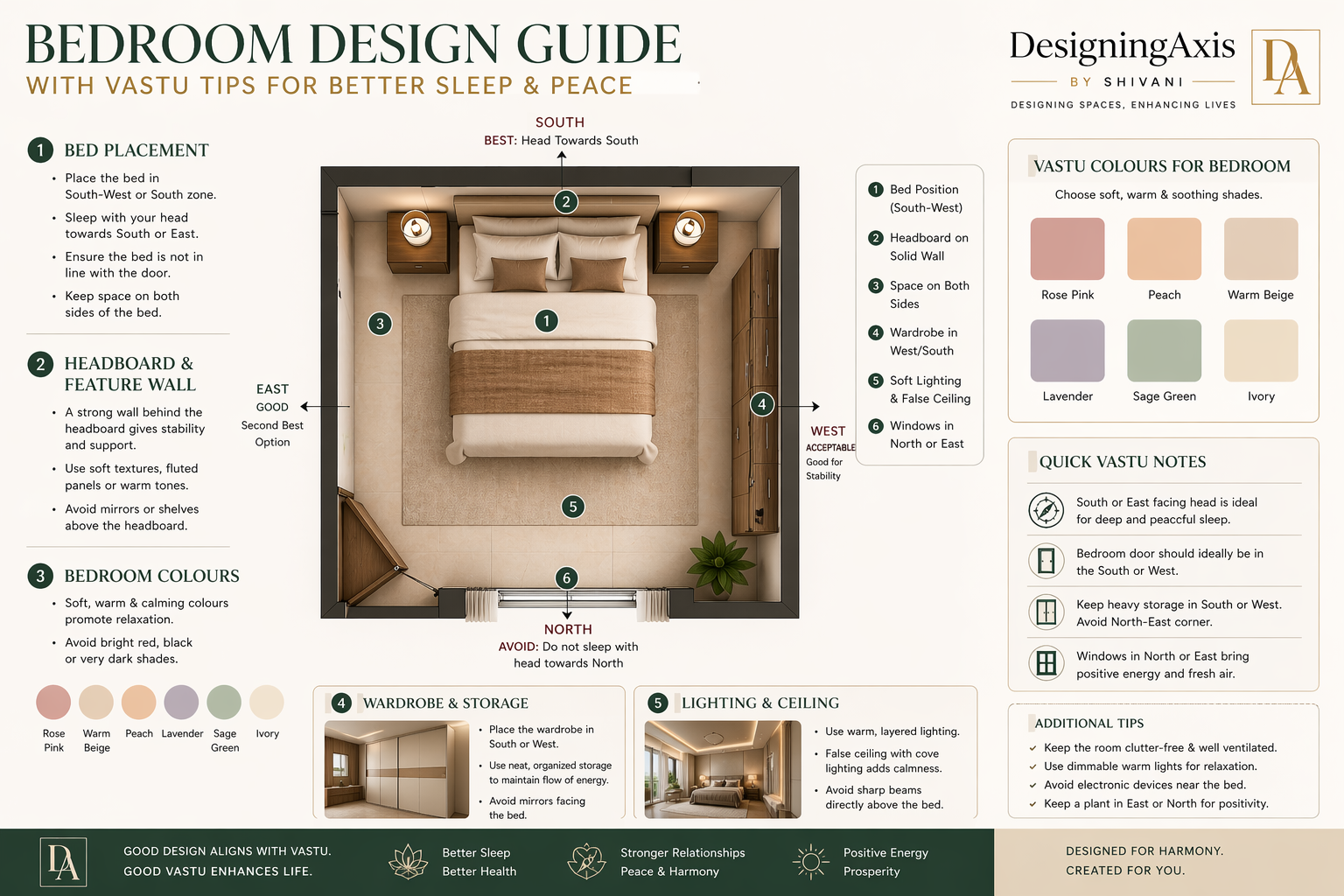 Bed placement vastu diagram