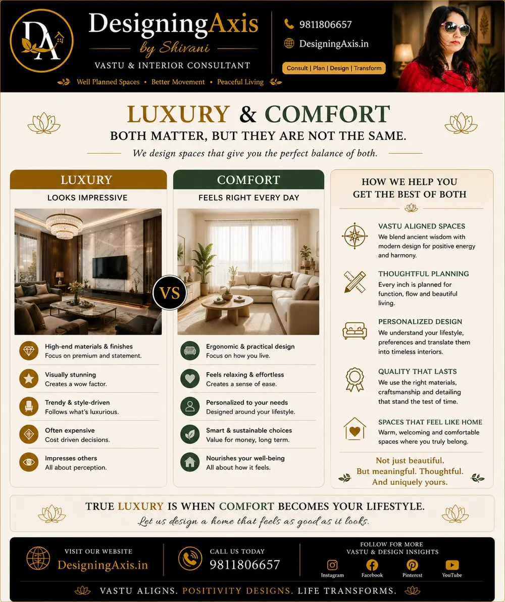 Luxury vs comfort in interior design — what a good designer delivers beyond aesthetics