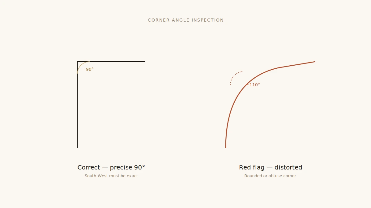 Correct 90 degree corner versus distorted rounded corner comparison — DesigningAxis by Shivani