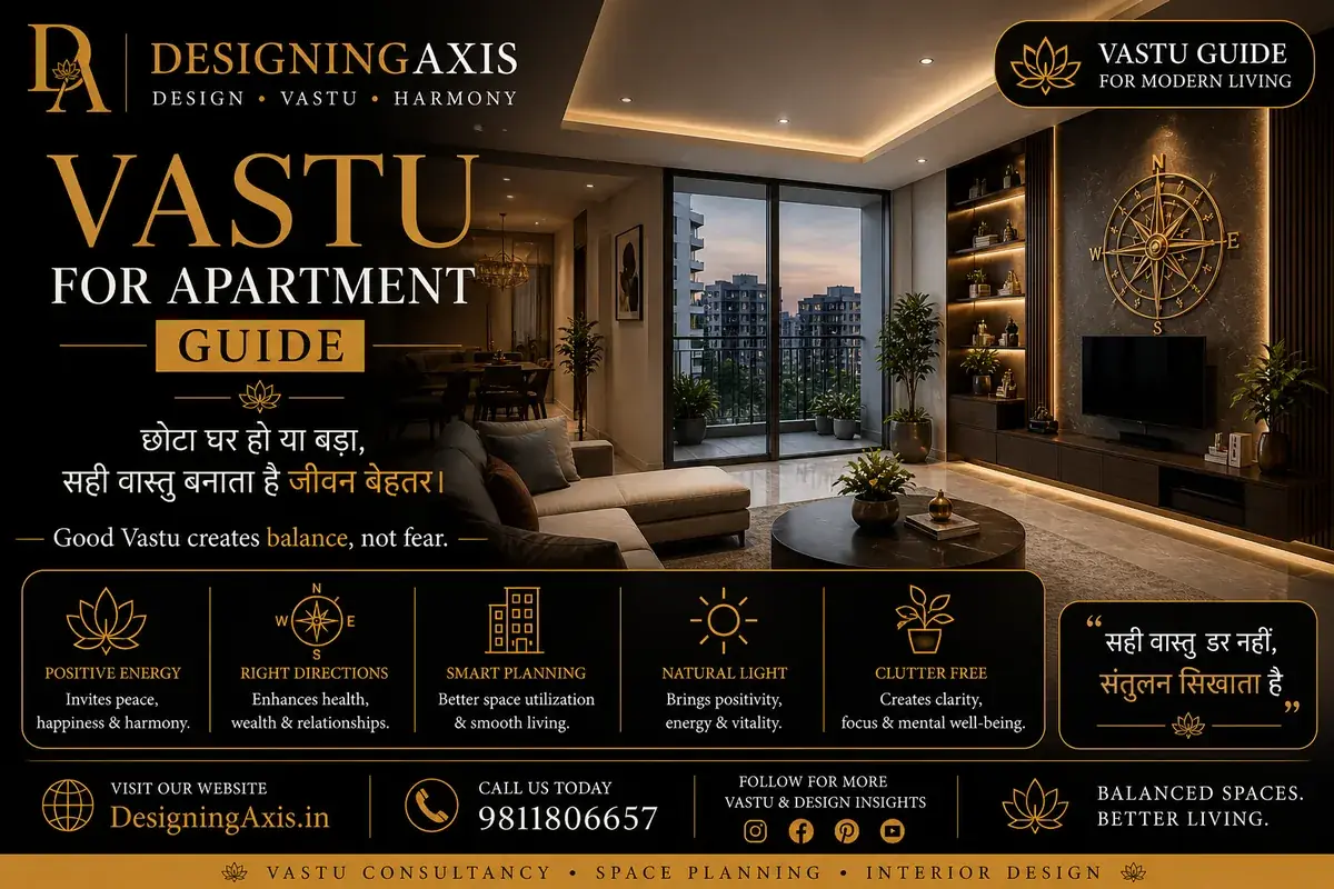 Vastu-aligned apartment interior by DesigningAxis by Shivani — practical Vastu for modern flat living