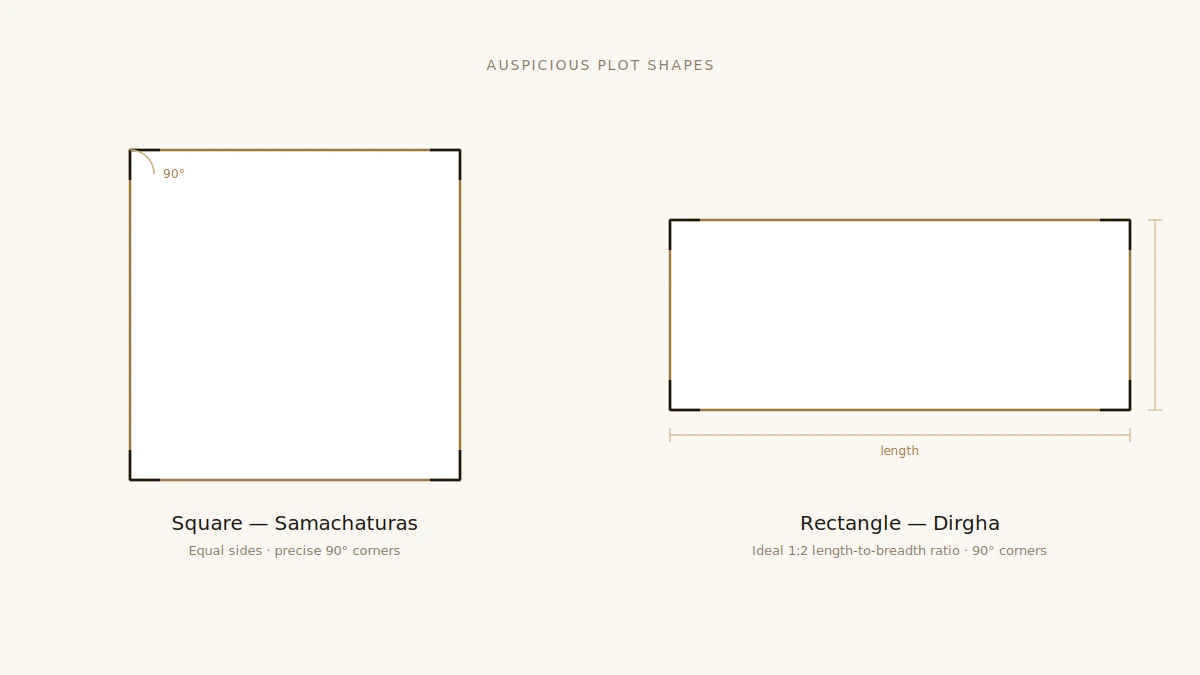 Square plot Samachaturas and rectangular plot Dirgha comparison diagram — DesigningAxis by Shivani