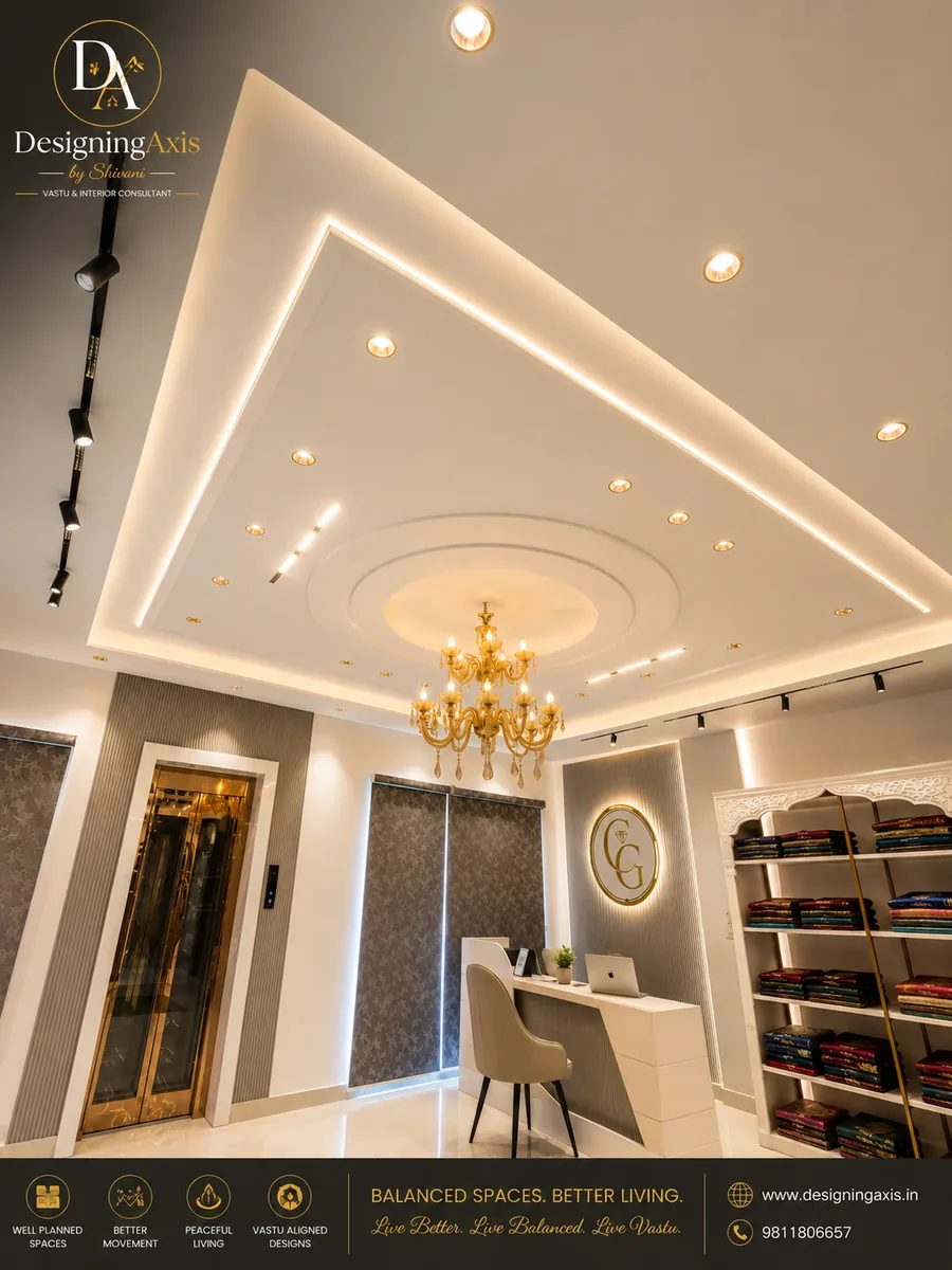 Showroom ceiling design detail — Kavi Nagar, Ghaziabad