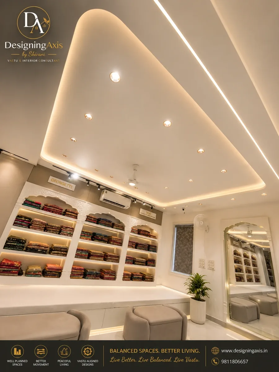 Showroom ceiling and display zone — Kavi Nagar, Ghaziabad