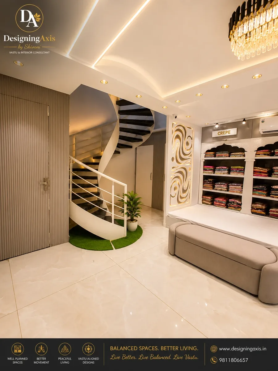 Staircase to upper floor — ethnic wear showroom, Kavi Nagar